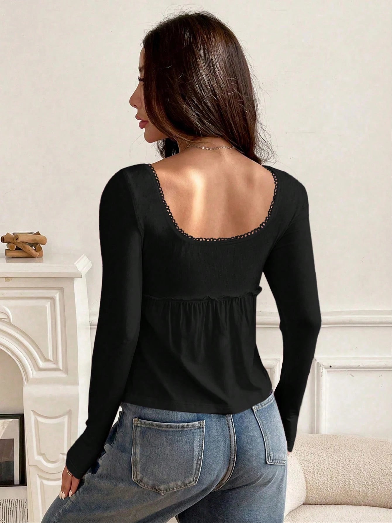 EZwear Plus Size Casual Square Neck T-Shirt, White, For Spring/Summer Holiday Fall