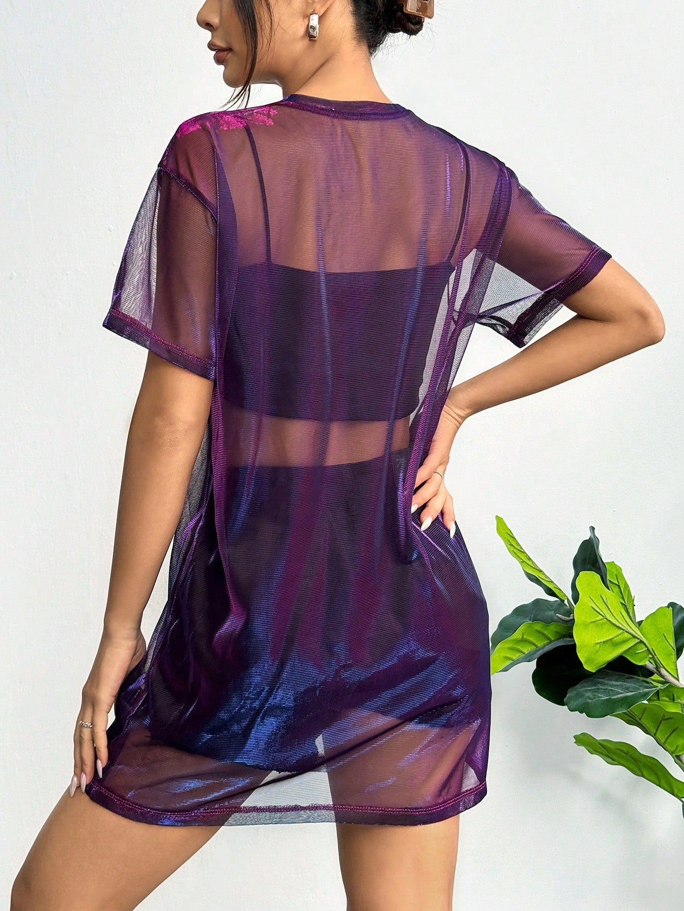 EZwear Round Neck Sexy Mesh Sheer Ladies Bodycon Dress,Summer Dresses For Women