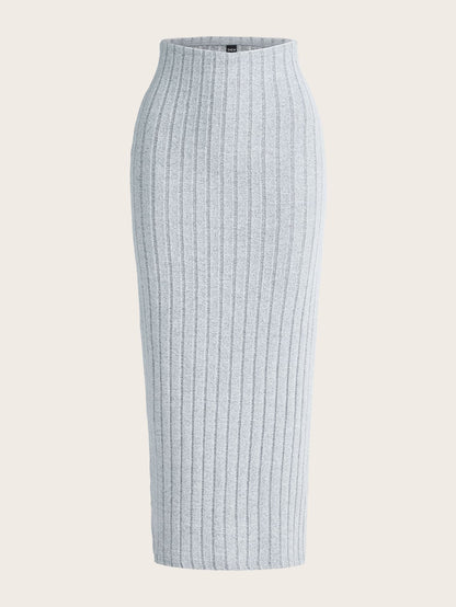 EZwear Summer Outfits High Waist Ribbed Knit Skirt