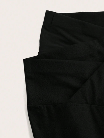 EZwear Two-Piece Set Women's Solid Color High Waist Simple Slim Casual Leggings
