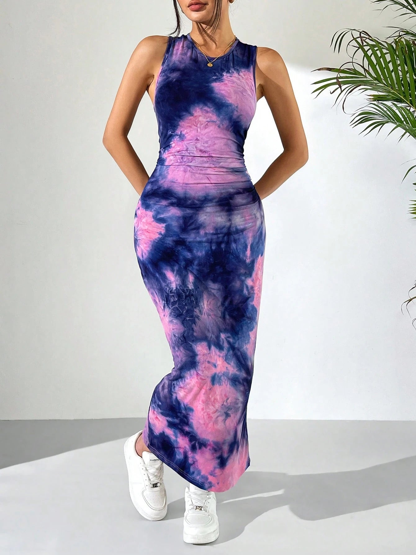 EZwear Women's Slim Summer Floral Print Strap Bodycon Long Dress,Summer Dresses For Women