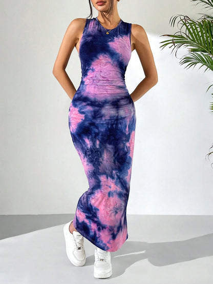 EZwear Women's Slim Summer Floral Print Strap Bodycon Long Dress,Summer Dresses For Women