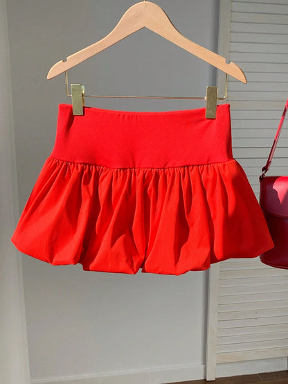 EZwear Women's Valentine Day Low-Waist Heart Printed Mini Pleated Skirt