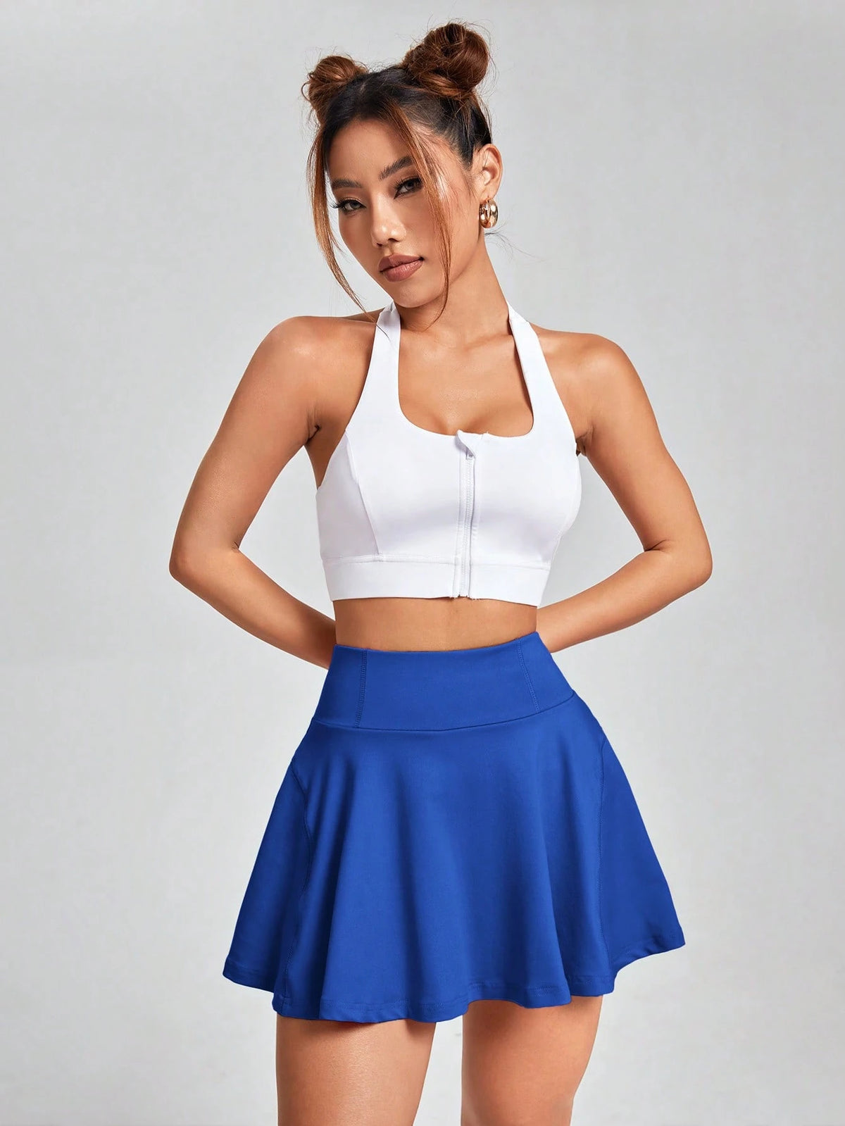 EZwear Women Sporty Blue Knitted Casual Skirt, For Running, Exercise
