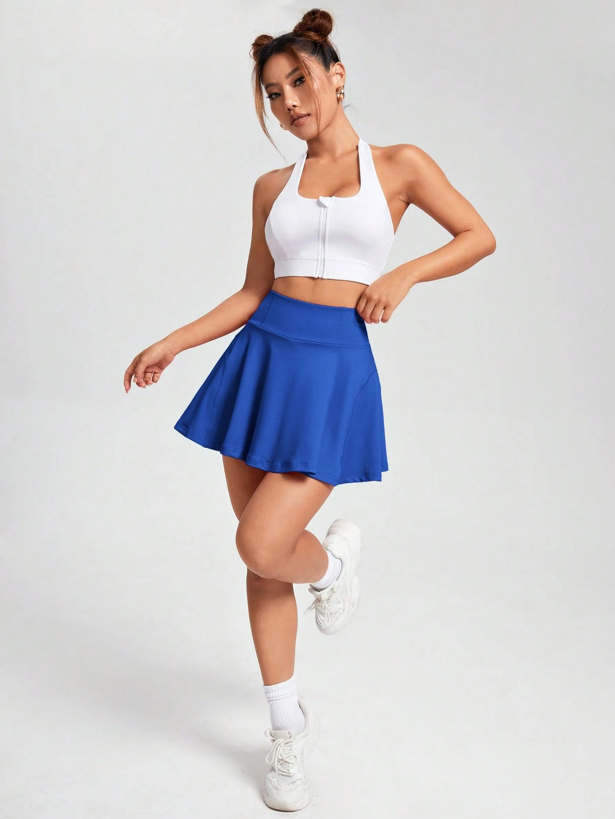 EZwear Women Sporty Blue Knitted Casual Skirt, For Running, Exercise