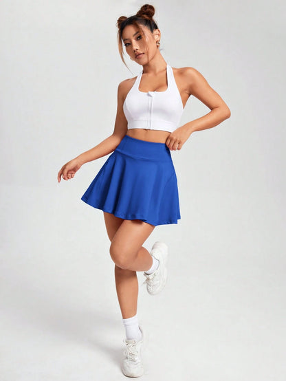 EZwear Women Sporty Blue Knitted Casual Skirt, For Running, Exercise