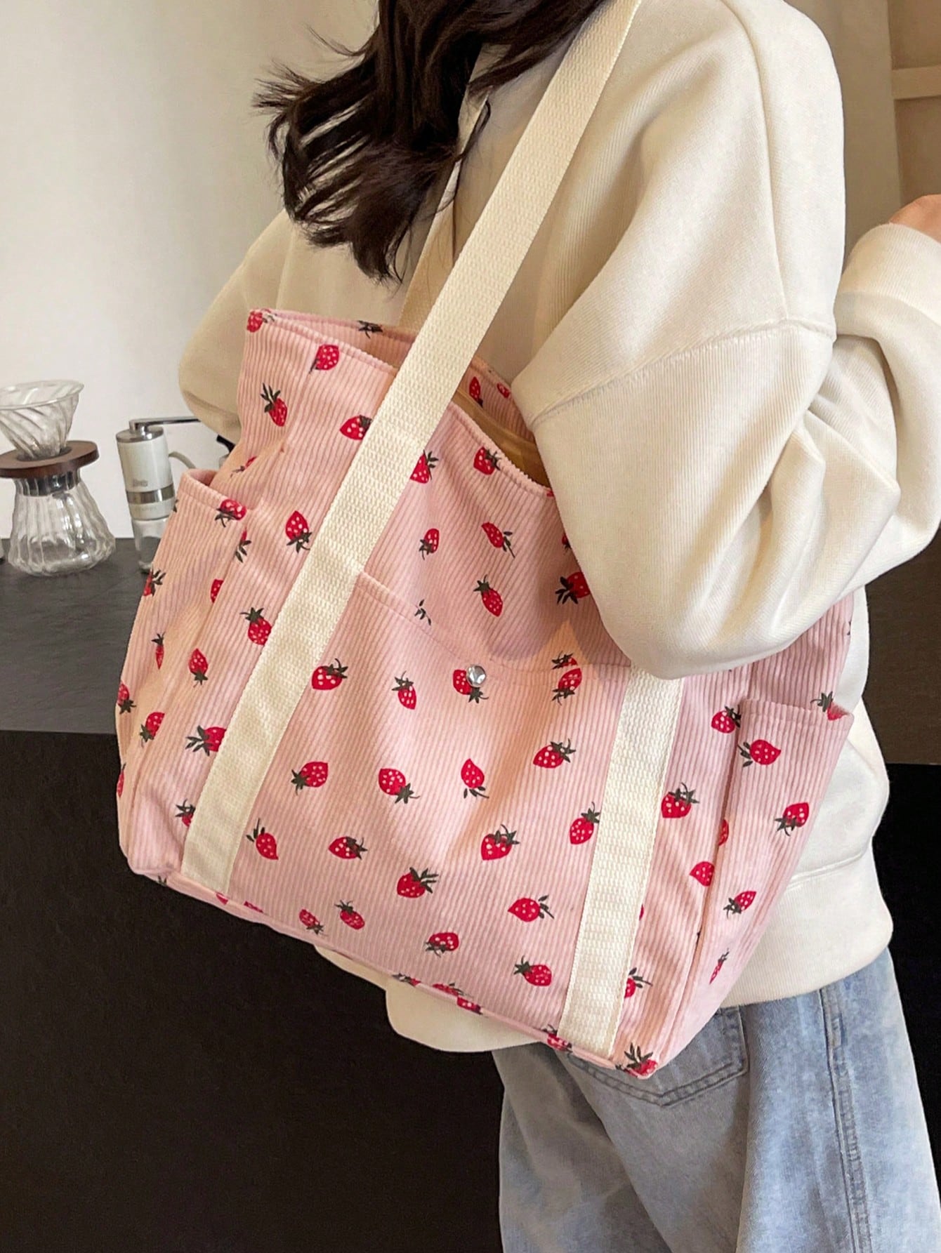 Fashion Solid Color Multi-Pocket Women's Tote Bag, Large Capacity Casual Outdoor Vacation Travel Shoulder Bag, Lightweight Multifunctional Shopping Grocery Storage Handbag, Simple Daily Commute Crossb