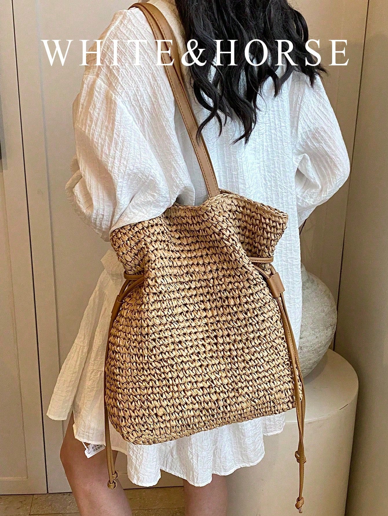 Fashionable Casual Versatile Solid Color Straw Tote Bag, Suitable For Holiday, Travel, Shopping, Large Capacity Beach Shoulder Bag, Eye-Catching Beach Bag Summer, Summer Straw Beach Bag For Women