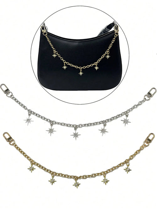 Fashionable Octagonal Star, Heart, Cherry Chain Bag Charms, Dopamine Inspired Minimalist Elegant Bag Chains
