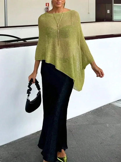Fashionable & Plus Size Elegant Loose Knit Shawl Cardigan, Women's, Oversized Fit, Lightweight, Very Stylish, Suitable For Spring/Summer Daily Wear, Casual Travel, Beach In Various Styles Vacation