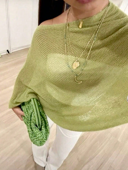 Fashionable & Plus Size Elegant Loose Knit Shawl Cardigan, Women's, Oversized Fit, Lightweight, Very Stylish, Suitable For Spring/Summer Daily Wear, Casual Travel, Beach In Various Styles Vacation