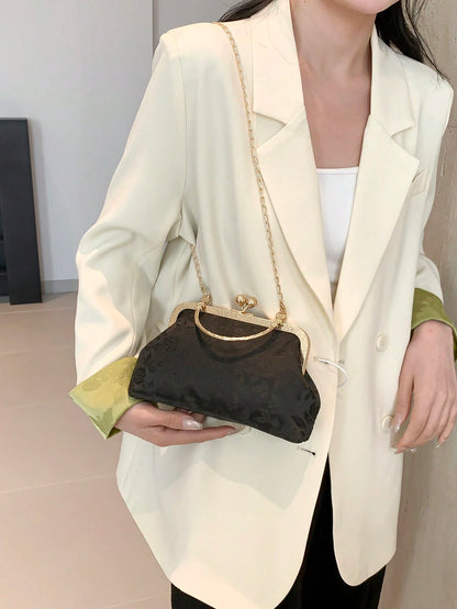 Fashionable Printed Clutch Bag, Elegant Handbag For Party & Casual Wear, Random Pattern Design