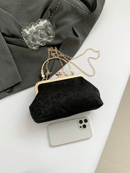 Fashionable Printed Clutch Bag, Elegant Handbag For Party & Casual Wear, Random Pattern Design