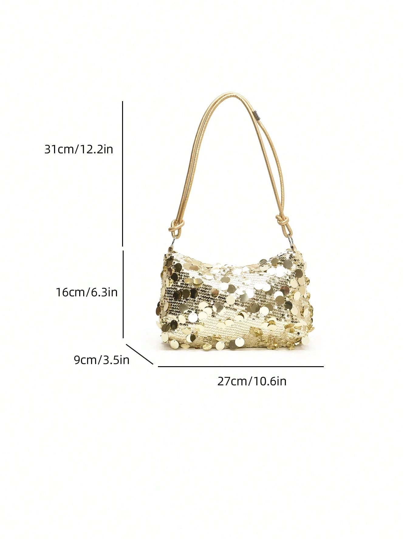 Fashionable Sequined Crossbody Bag With Rope Strap, Crescent Moon Design, Casual Shoulder Bag For Women