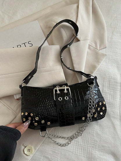 Fashionable & Versatile Chain Decor Shoulder Bag, Suitable For Women Commuting Daily Use