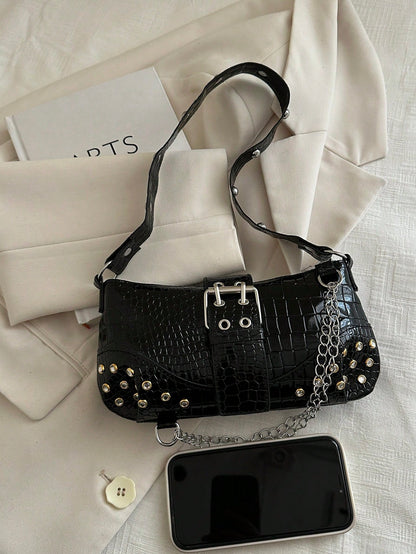 Fashionable & Versatile Chain Decor Shoulder Bag, Suitable For Women Commuting Daily Use