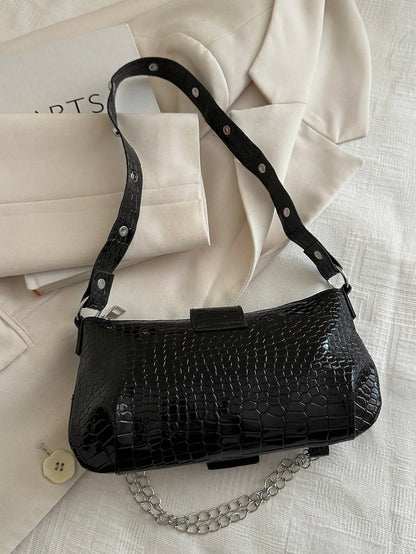 Fashionable & Versatile Chain Decor Shoulder Bag, Suitable For Women Commuting Daily Use