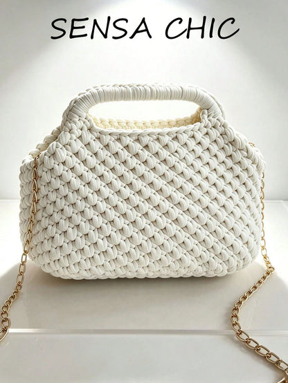 Fashionable Woven Straw Handbag, Elegant For Vacation And Travel, Stylish Top Handle Tote Bag, Khaki Color, Lightweight Zipper Pocket, Straw Bag