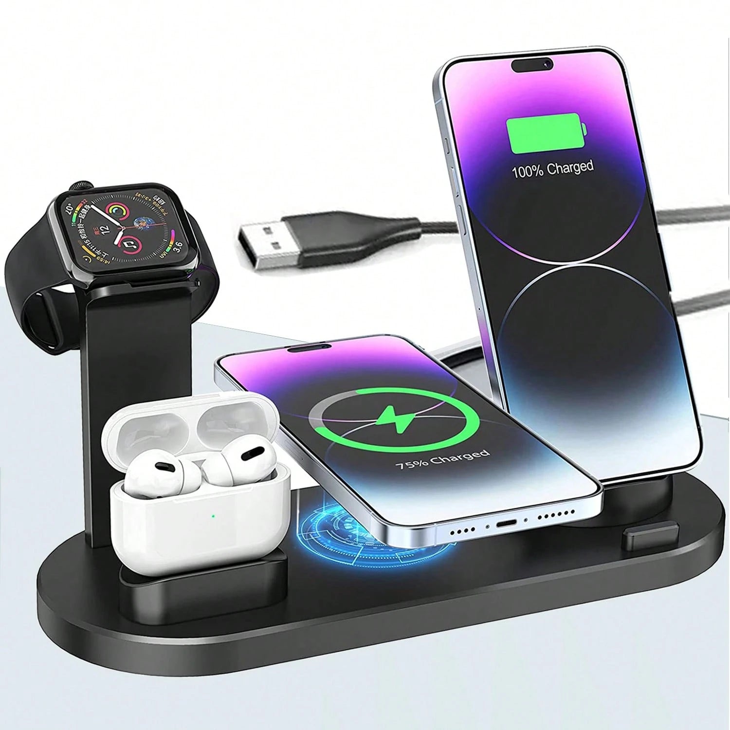 Fast Charging 3-In-1 Wireless Charger 3 In 1 Wireless Charger Station Compatible With Iphone 17/16/15/14/13/12/11/10/X/8 Plus Pro Max Mini Watch SE/11/10/9/8/7/6/5/4/3/2 Ultra APods 4/3/2/1 Easter Spr