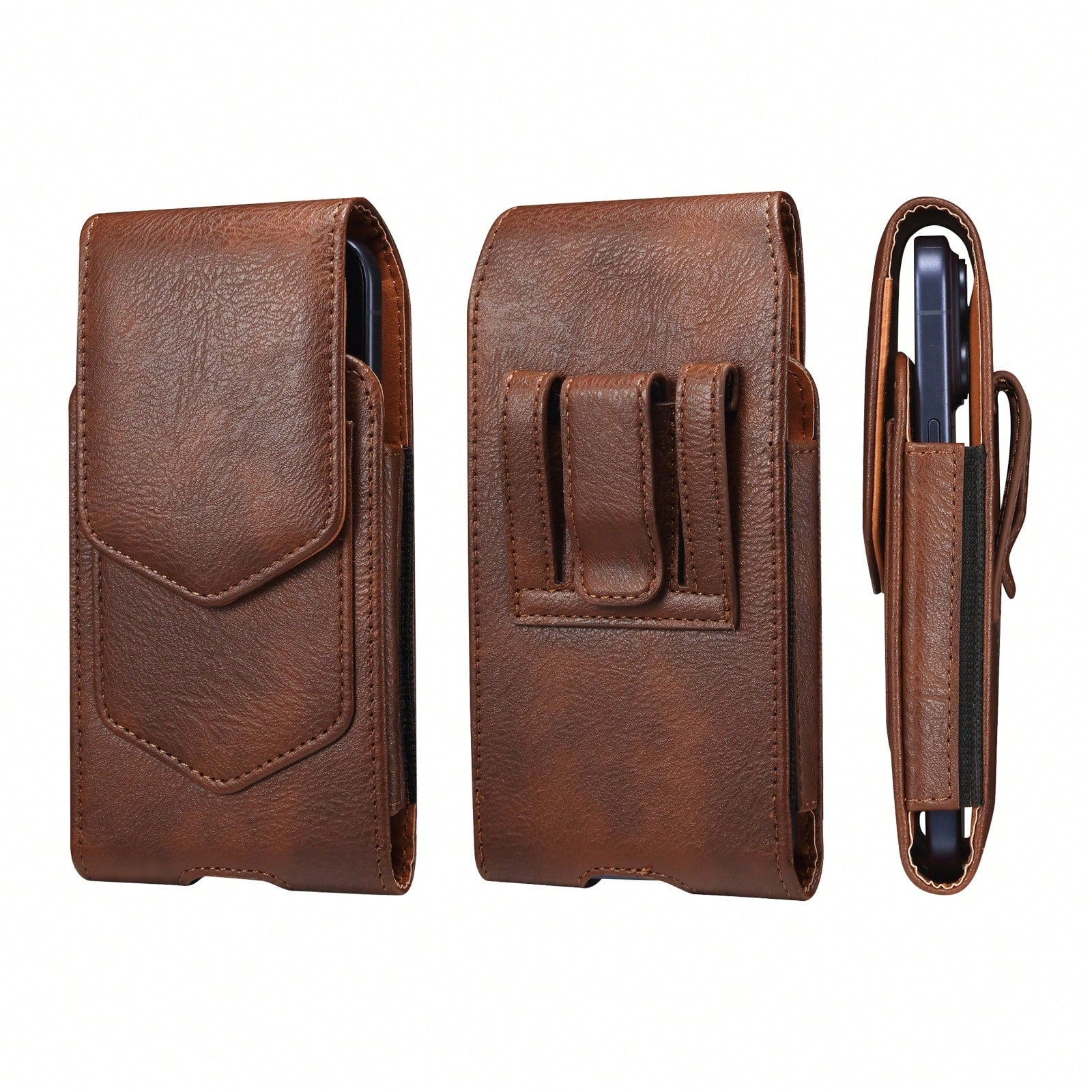 Faux Leather Waist Phone Holster Vintage Cowhide Pattern Phone Waist Bag Suitable For 6.1 "-7.2" Inch Universal Belt Bag