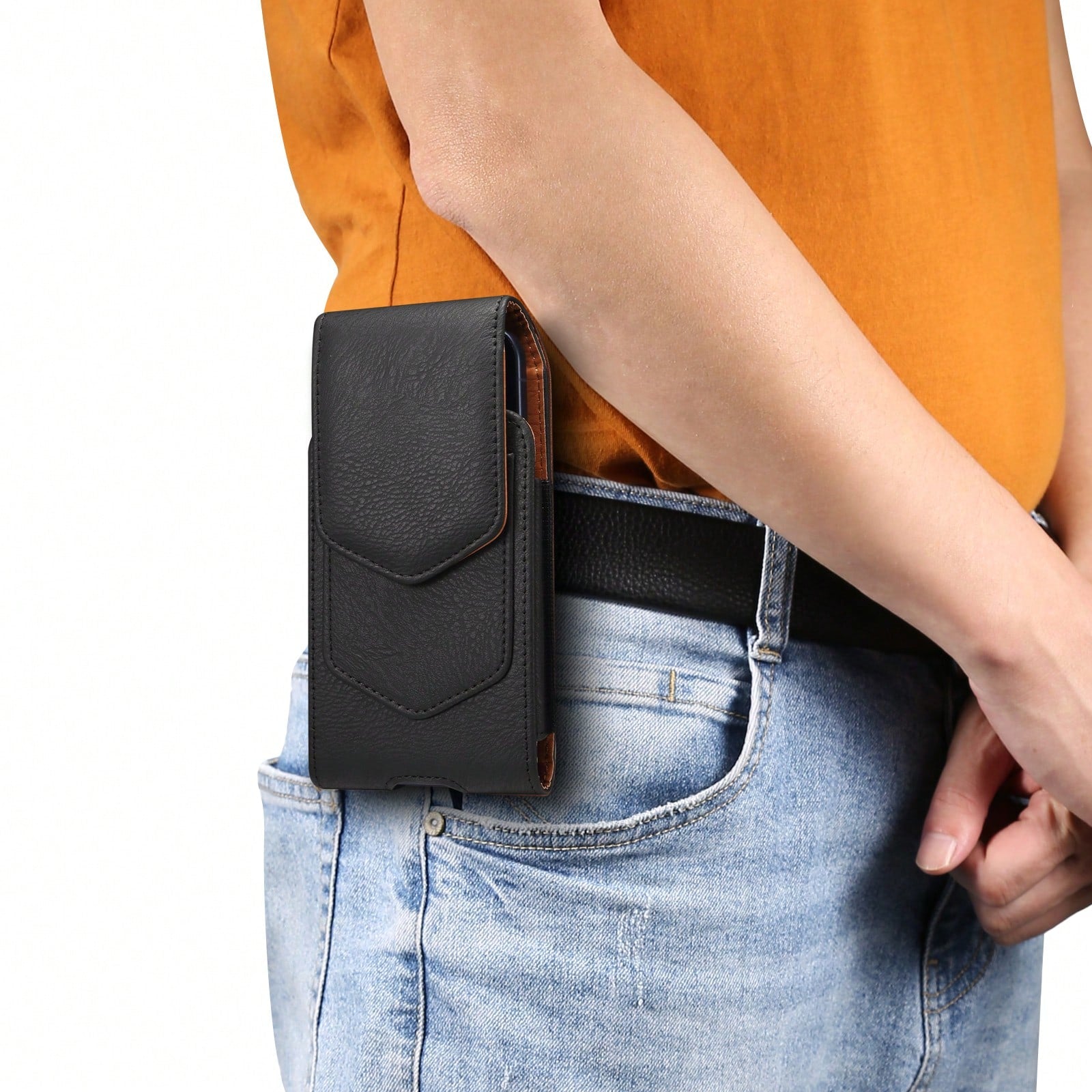 Faux Leather Waist Phone Holster Vintage Cowhide Pattern Phone Waist Bag Suitable For 6.1 "-7.2" Inch Universal Belt Bag