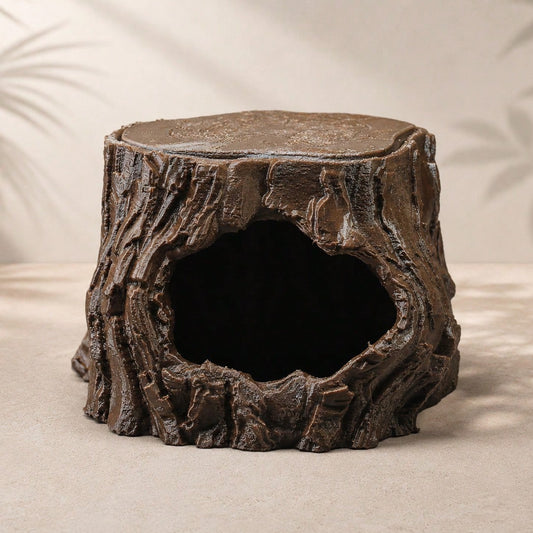 Faux Tree Hollow Reptile Hide, Forest Style Terrarium Decor, Aquarium Habitat Ornament, Natural Cave Shelter For Geckos, Lizards, Turtles & Amphibians, Tank Decor(Images Are For Reference Only. Please