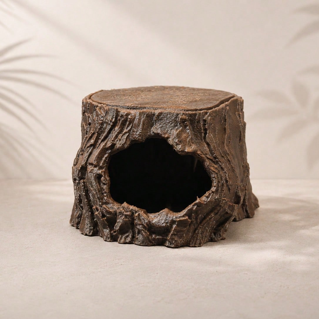Faux Tree Hollow Reptile Hide, Forest Style Terrarium Decor, Aquarium Habitat Ornament, Natural Cave Shelter For Geckos, Lizards, Turtles & Amphibians, Tank Decor(Images Are For Reference Only. Please