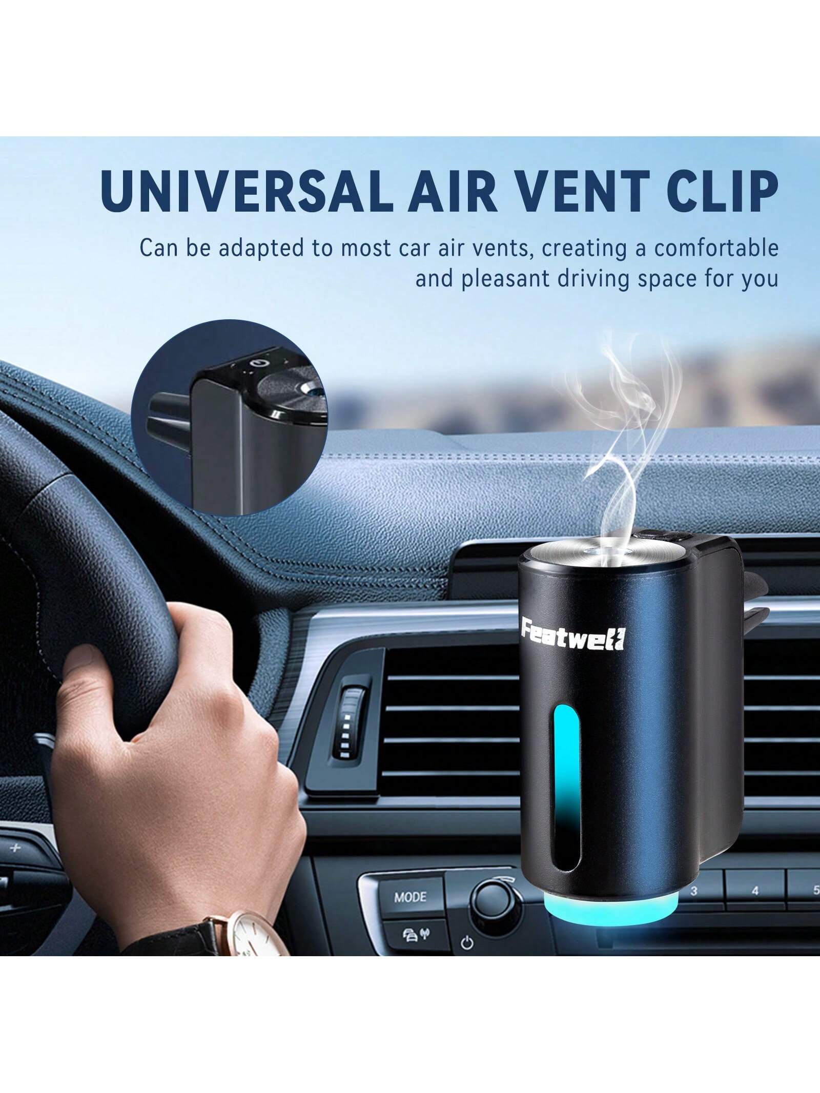 Featwell Smart Car Air Fresheners- 3*10ML Natural French Perfume Lasts 45 Days, Portable Waterless Car Diffuser Air Freshener Car Aromatherapy Diffuser, Adjust Concentration Scent