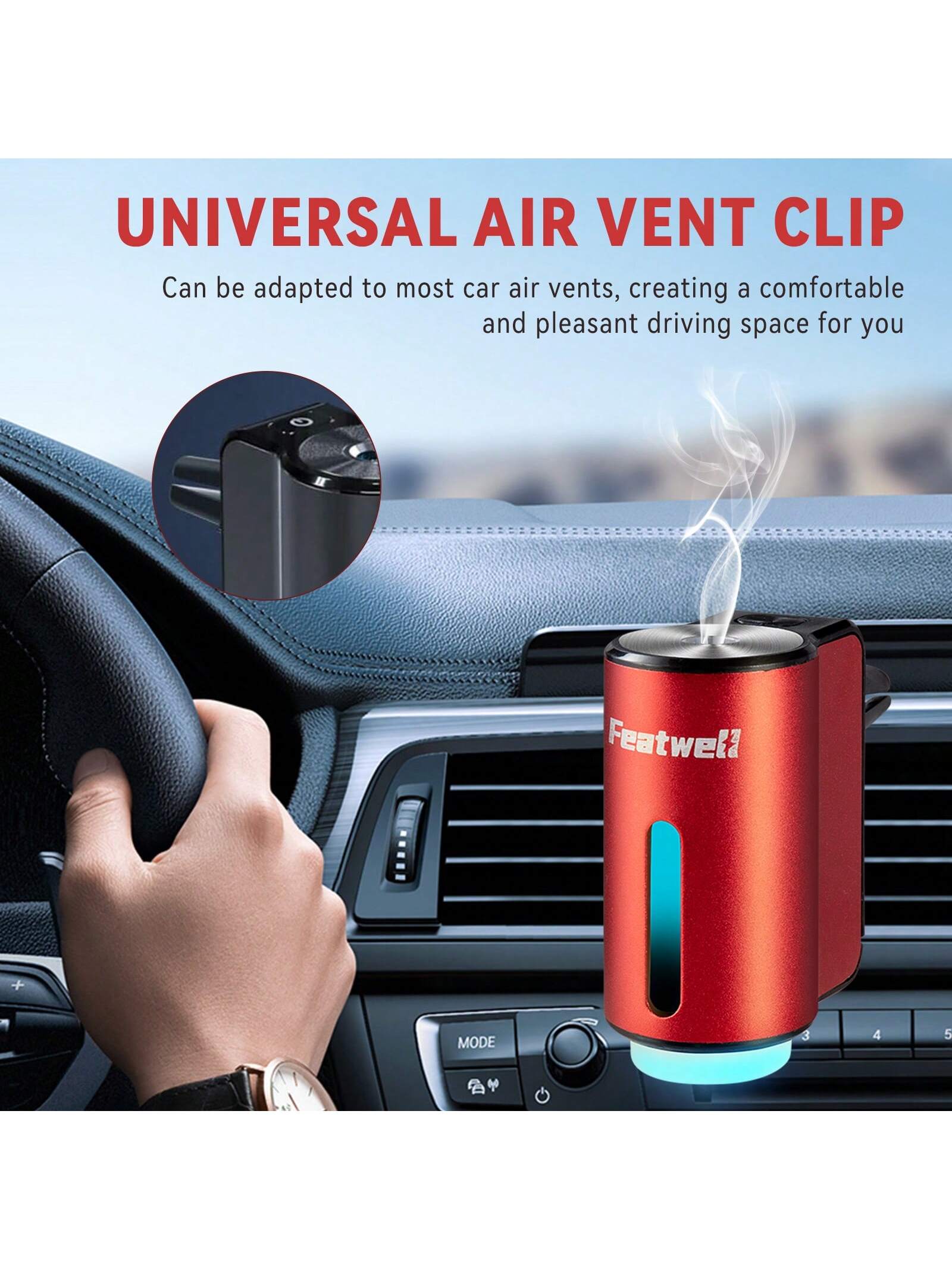 Featwell Smart Car Air Fresheners- 3*10ML Natural French Perfume Lasts 45 Days, Portable Waterless Car Diffuser Air Freshener Car Aromatherapy Diffuser, Adjust Concentration Scent
