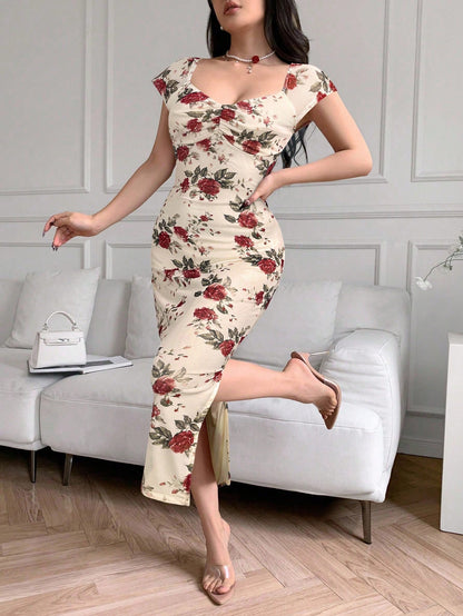 Feyla Casual Printed Fitted Women Dress