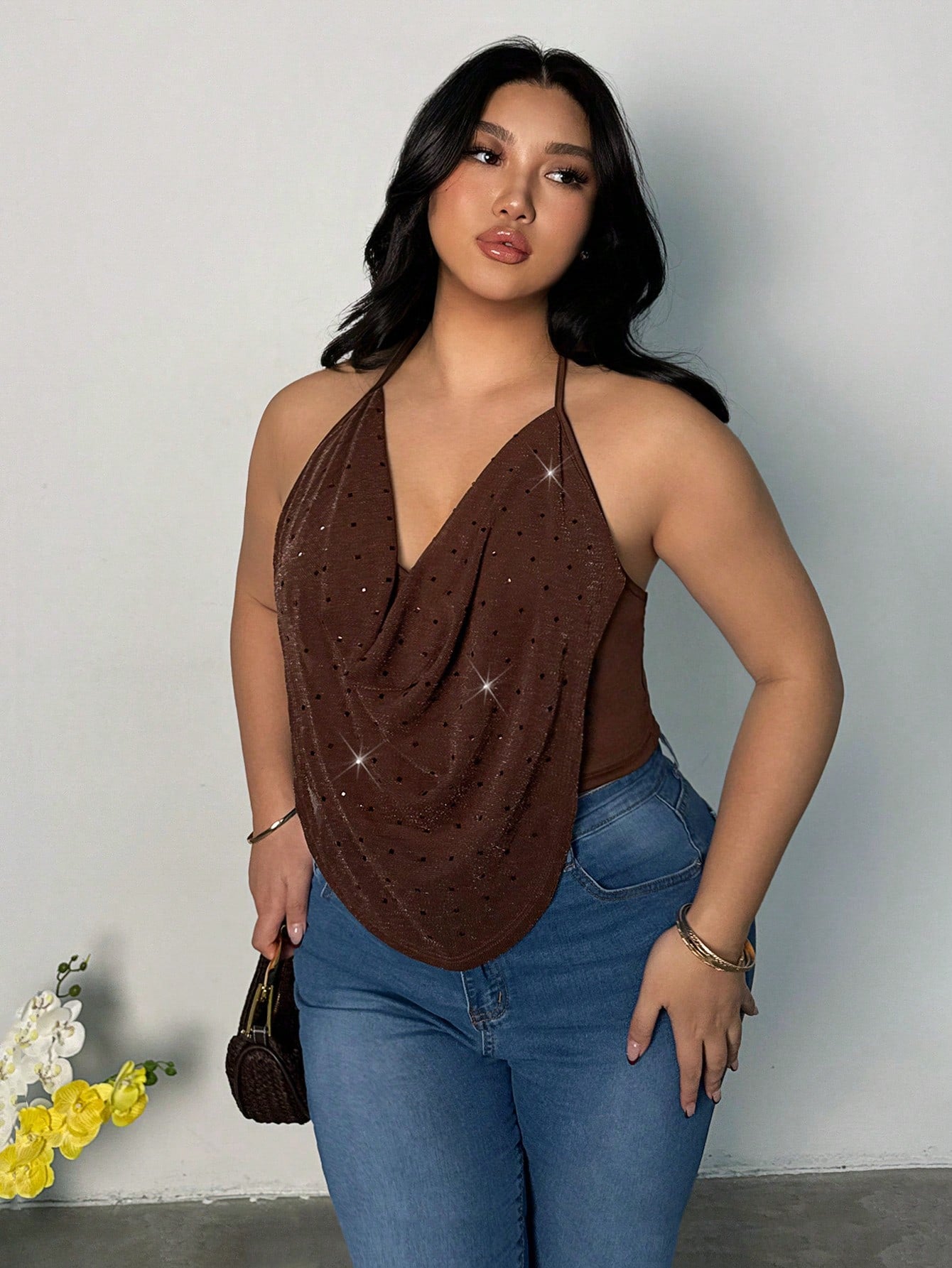 Firerie Plus Size Women Halter Neck Versatile Casual Top