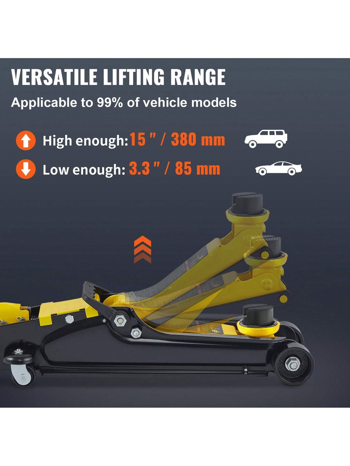Floor Jack, Low Profile Floor Jack, Heavy-Duty Steel, Aluminum And Steel Racing Floor Jack With Dual Pistons Quick Lift Pump