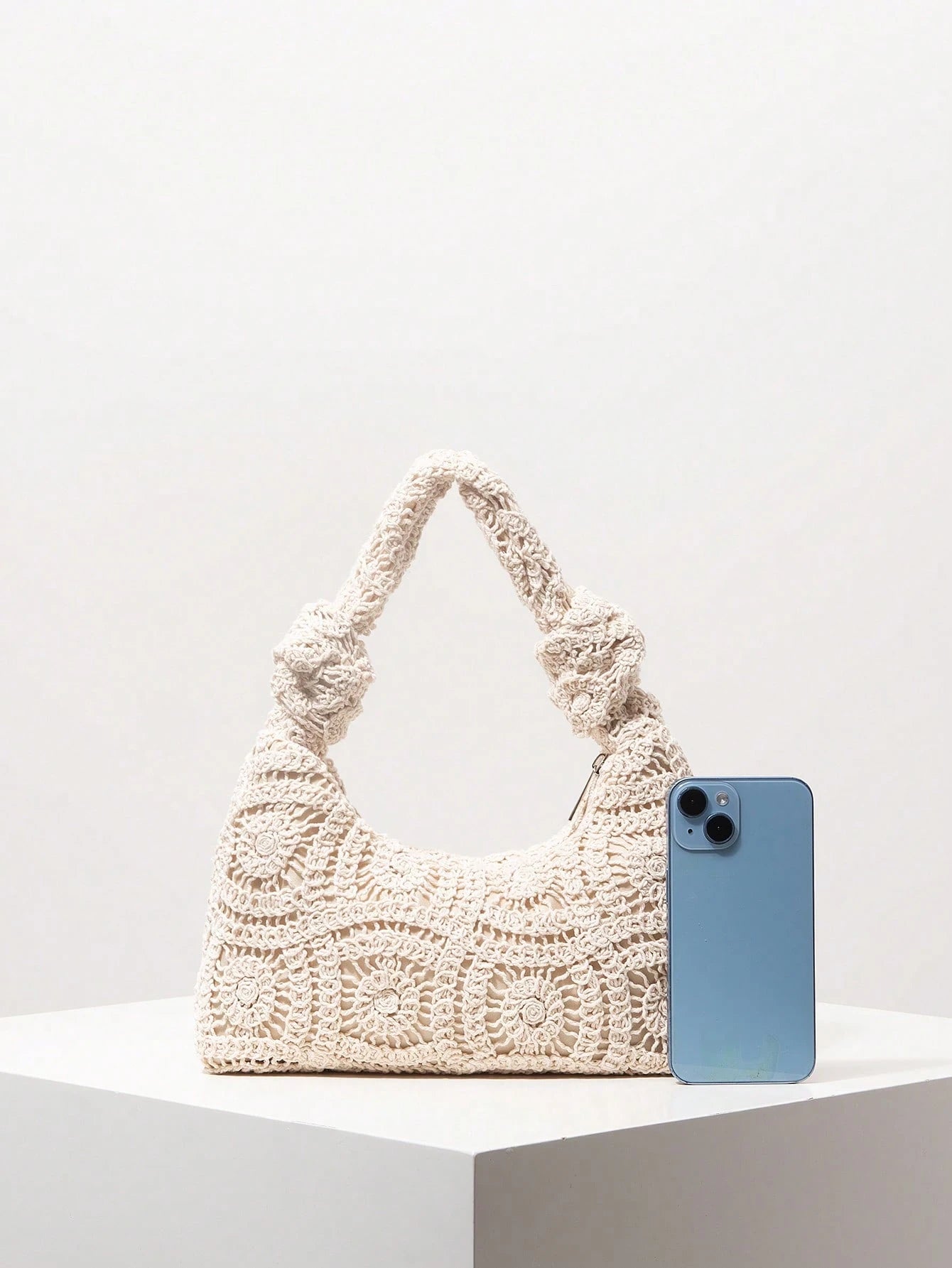 Floral Hollow Crochet Handmade Woven Handbag, Crochel Set, Bohemian Straw Beach Bag, Travel Essentials, Vacationcore