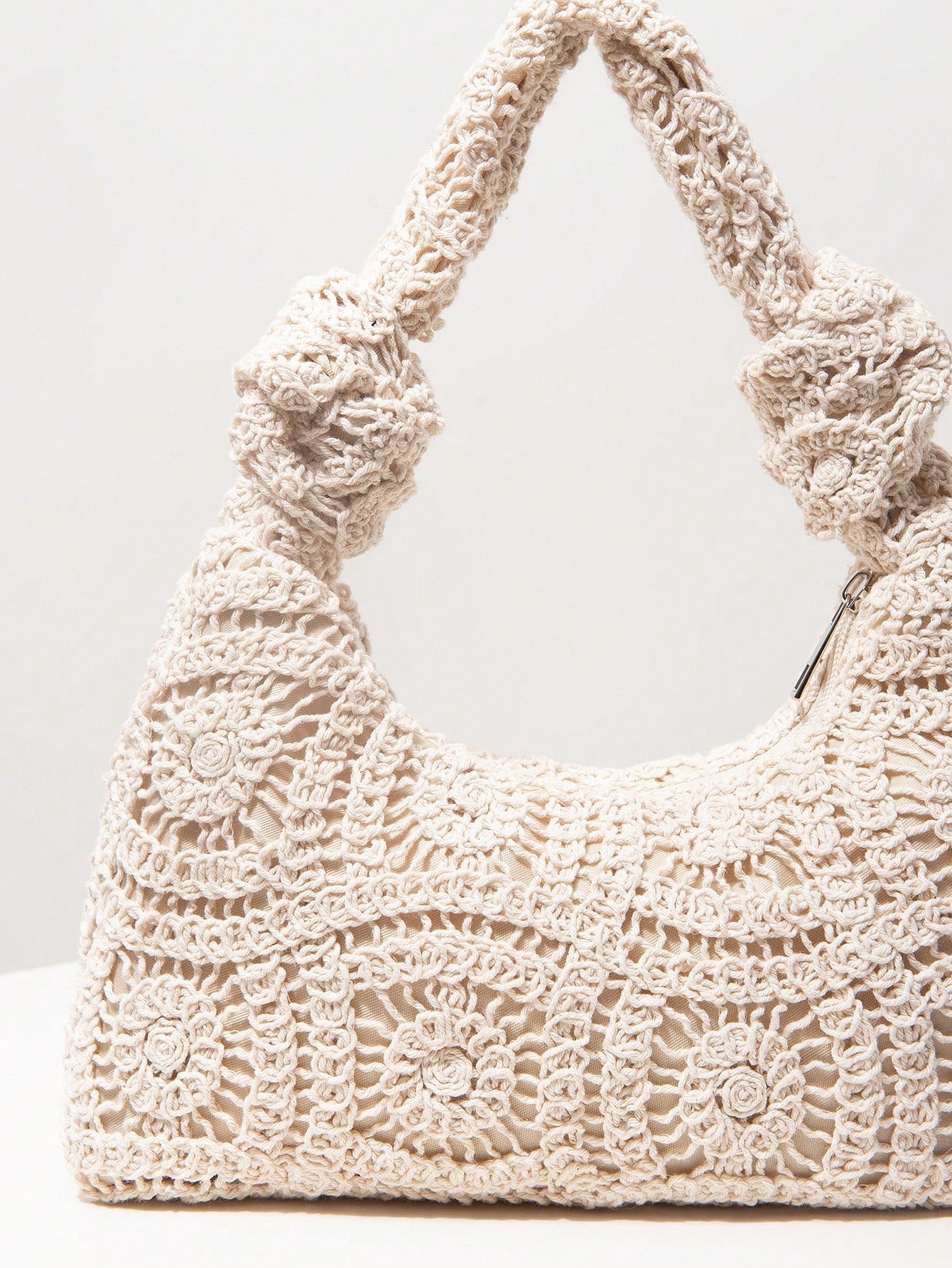 Floral Hollow Crochet Handmade Woven Handbag, Crochel Set, Bohemian Straw Beach Bag, Travel Essentials, Vacationcore