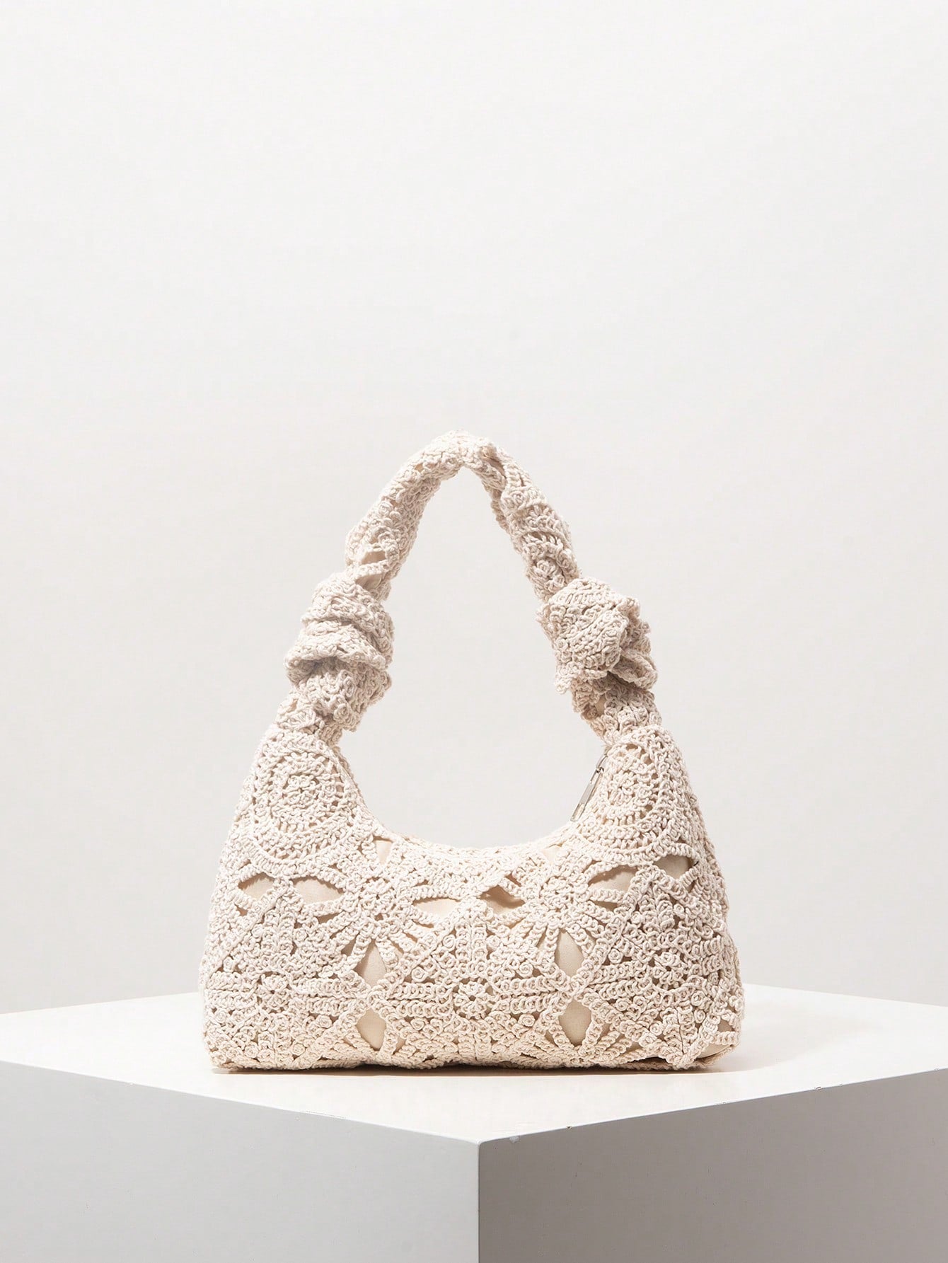 Floral Hollow Crochet Handmade Woven Handbag, Crochel Set, Bohemian Straw Beach Bag, Travel Essentials, Vacationcore