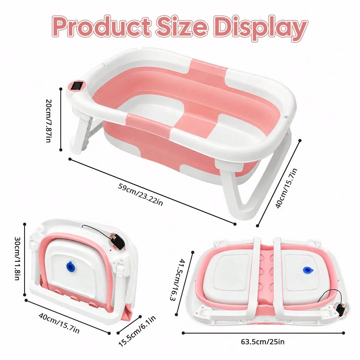 Foldable Baby Bathtub, Suitable For Newborns To Infants Aged 0-36 Months, Comes With A Soft Cushion And Thermometer,Portable Travel Baby Tub For New