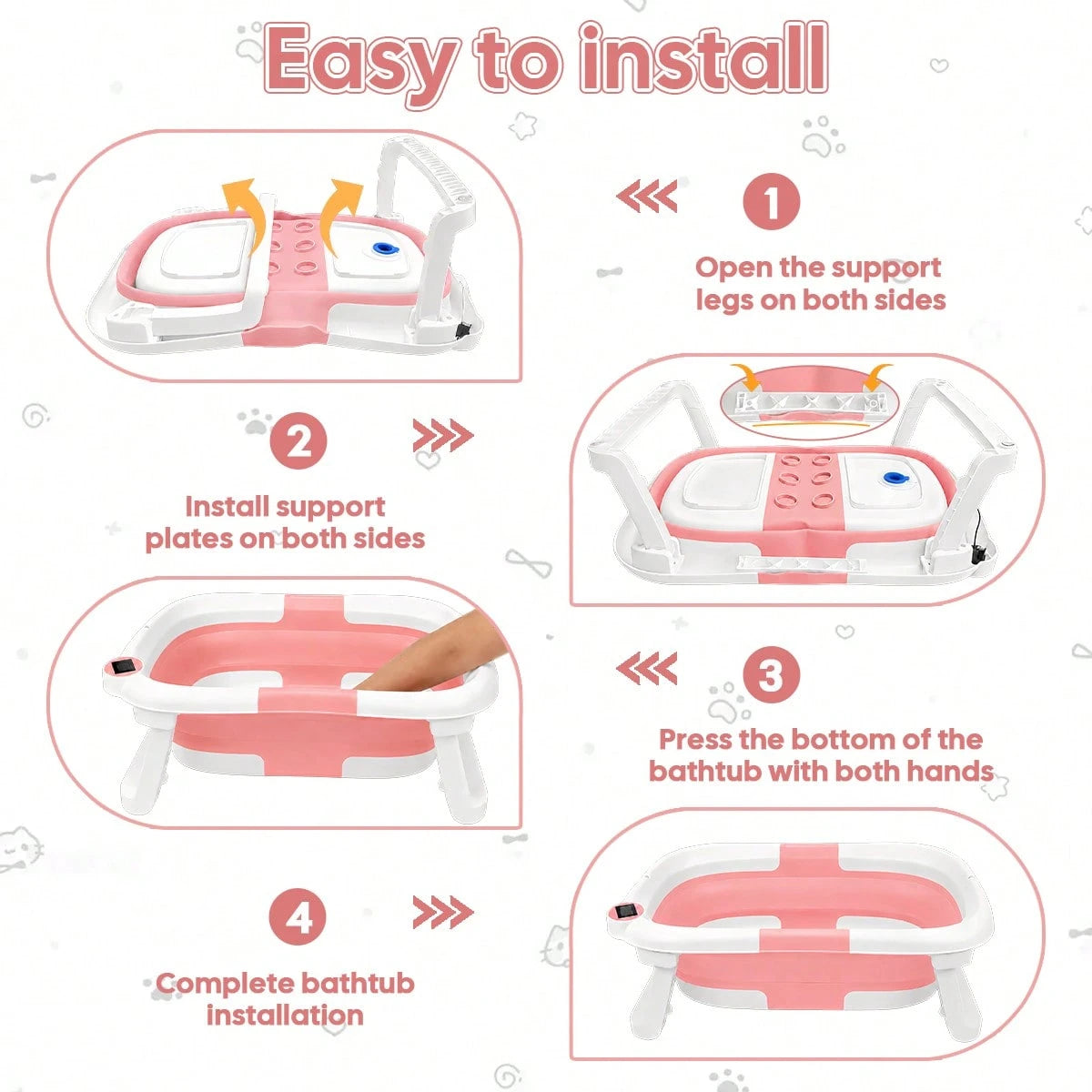 Foldable Baby Bathtub, Suitable For Newborns To Infants Aged 0-36 Months, Comes With A Soft Cushion And Thermometer,Portable Travel Baby Tub For New