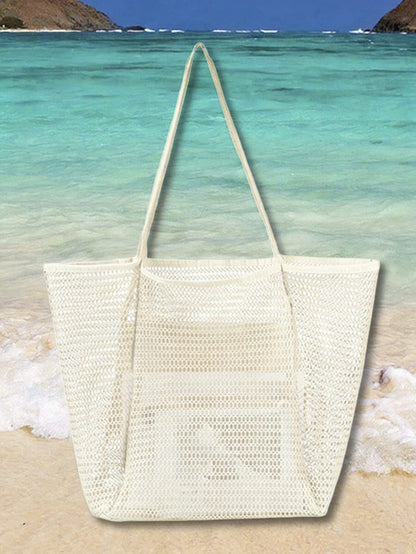 Foldable Mesh Tote Bag, Casual Handbag For Women, Foldable Shoulder Bag For Picnic, Waterproof, Collapsible, Essential Accessory, Multifunctional Shoulder Shopping Bag, Mesh Hollow Bag, Mesh Bag For B
