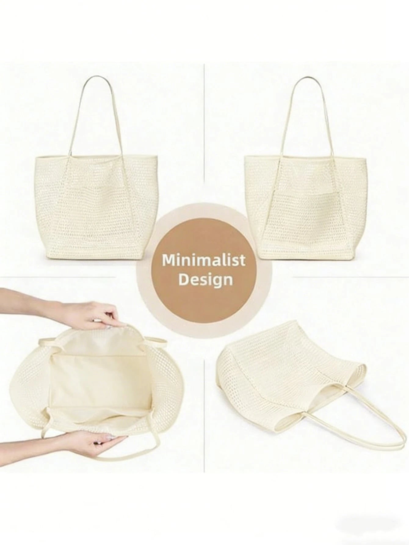Foldable Mesh Tote Bag, Casual Handbag For Women, Foldable Shoulder Bag For Picnic, Waterproof, Collapsible, Essential Accessory, Multifunctional Shoulder Shopping Bag, Mesh Hollow Bag, Mesh Bag For B