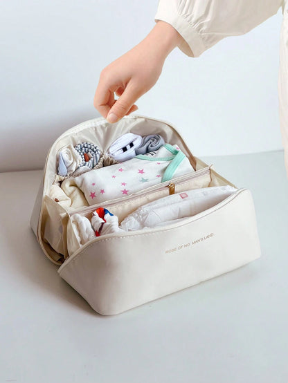 Foldable Travel Pillow Bag For Baby's Drool Bibs, Clothes, Accessories Storage, Mommy Bag