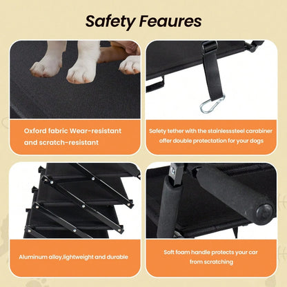 Folding Dog Ramp For Cars, 63" Long & 17.3" Wide Portable Dog Ramps For Large Dogs With Non-Slip Rug Surface Dog Car Ramp For SUV Car & Truck, Supports Up To 250 Lbs