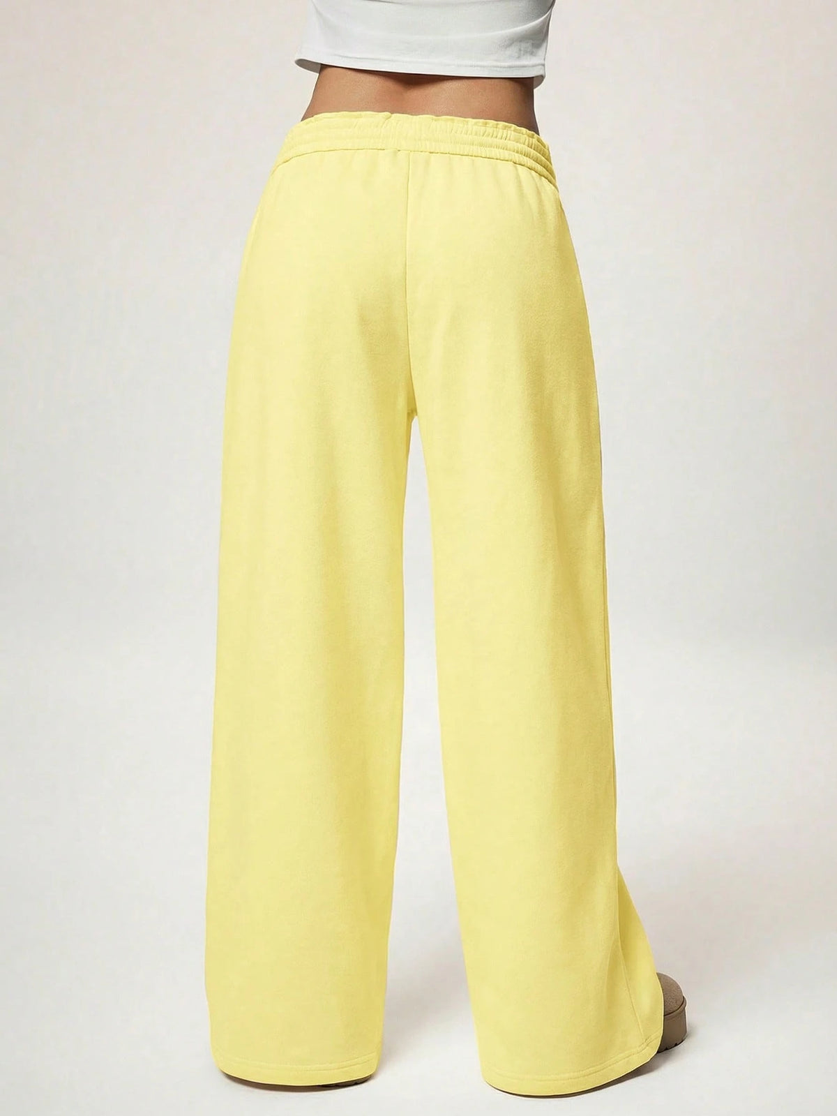 Forever 21 Autumn/Winter New Casual Loose Fit High Waist Elastic Waistband Wide Leg Sweatpants, Thickened And Thermal Lined