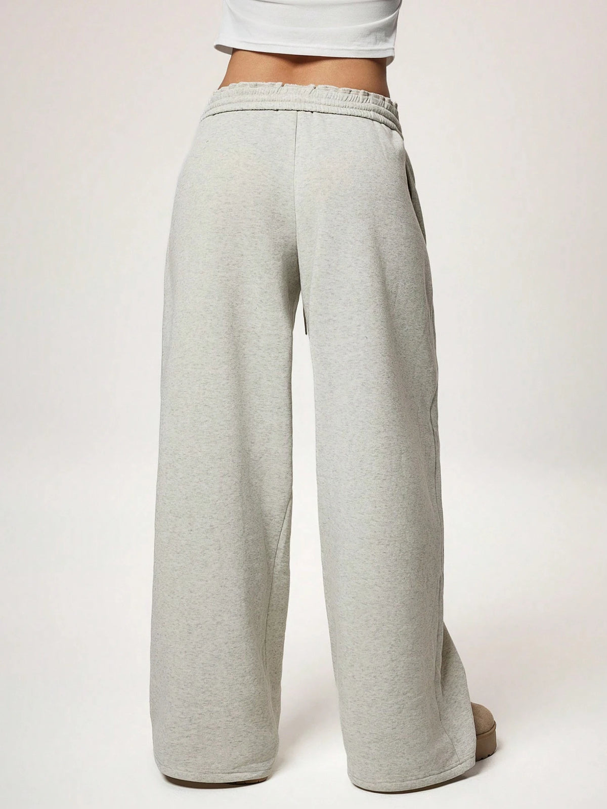 Forever 21 Autumn/Winter New Casual Loose Fit High Waist Elastic Waistband Wide Leg Sweatpants, Thickened And Thermal Lined