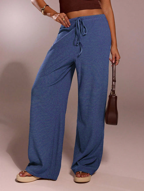 Forever 21 Autumn Women Romantic Pants For Prom Home Holiday Vacation Formal Birthday 90s Business Casual Elegant Western Wear Going Out Black And White Stripe