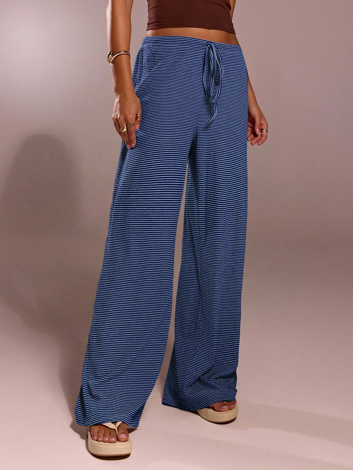 Forever 21 Autumn Women Romantic Pants For Prom Home Holiday Vacation Formal Birthday 90s Business Casual Elegant Western Wear Going Out Black And White Stripe