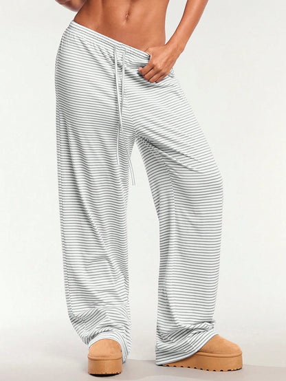 Forever 21 Autumn Women Romantic Pants For Prom Home Holiday Vacation Formal Birthday 90s Business Casual Elegant Western Wear Going Out Black And White Stripe