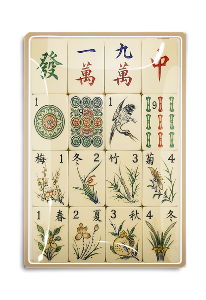 Four Seasons Mahjong Decoupage Glass Tray - Ben's Garden