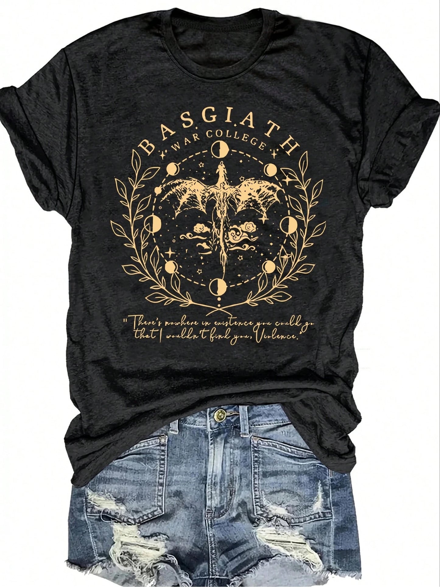 Fourth Wing T-Shirt, Dragon Knight T-Shirt, Basgiss War Academy T-Shirt, Nine Heavens Series, Double-Sided Printed T-Shirt Featuring