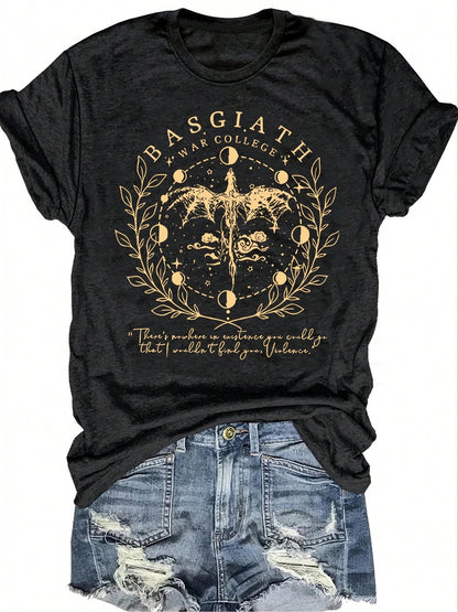 Fourth Wing T-Shirt, Dragon Knight T-Shirt, Basgiss War Academy T-Shirt, Nine Heavens Series, Double-Sided Printed T-Shirt Featuring