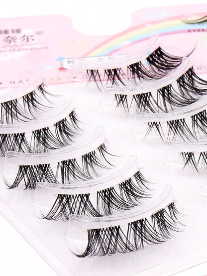 Fox Style Natural & Long & Wispy False Eyelashes ForDaily Party Makeup, Cat Eye & Fairy Style False Lashes ForGlamorous Look(5 Pairs)